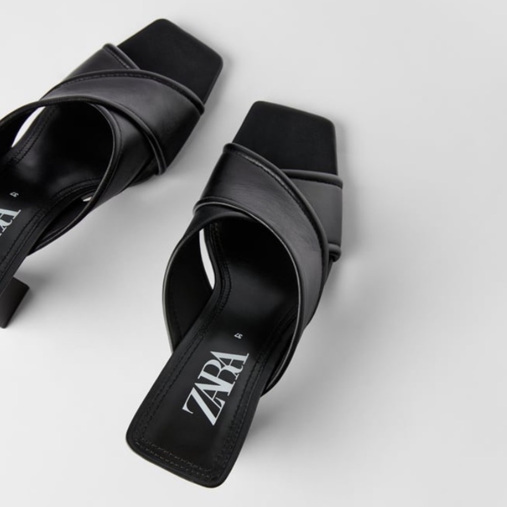 NWT ZARA SOFT LEATHER HEELED SANDALS